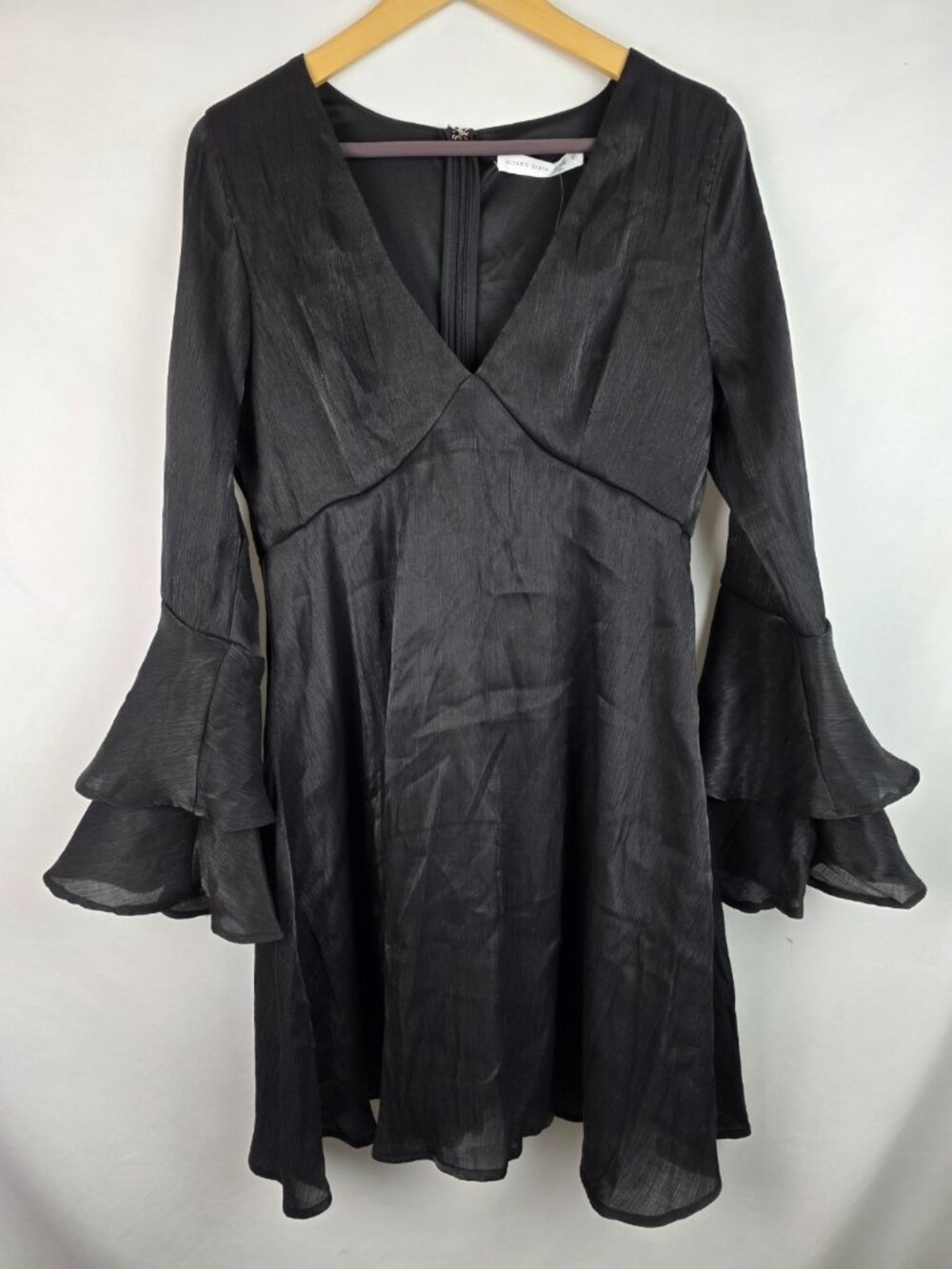 Altar'd State Women's Dress Size XL Black Flared Long Sleeve V-Neck Dress